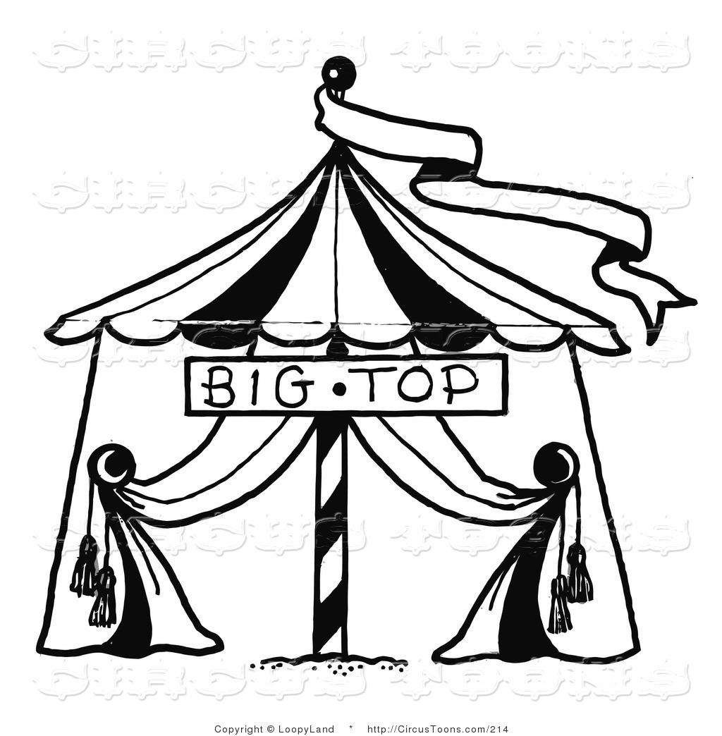 Circus Clipart Of A Black And White Sketched Circus Big Top Tent And