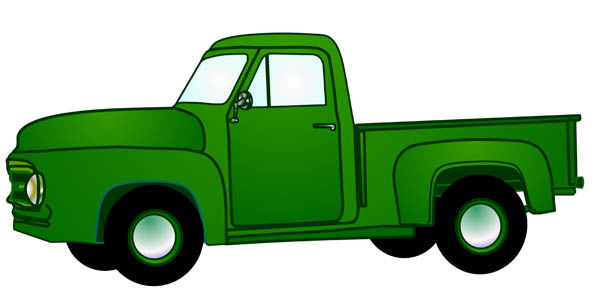 Illustration Of An Old Green Pickup Truck From Early 1950s