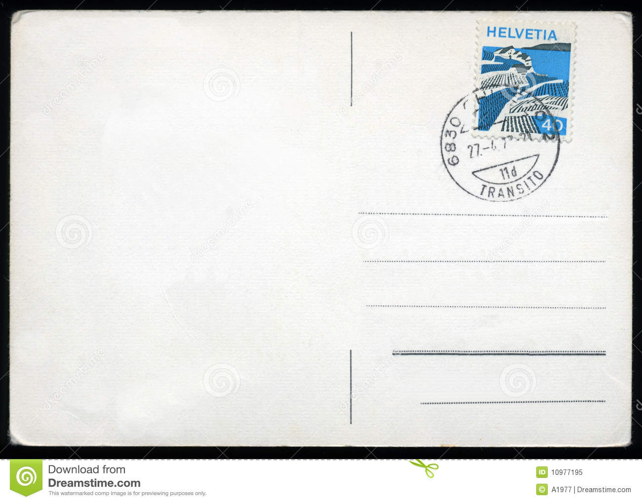 Blank Postcard From Switzerland With Stamp And Postage Meter