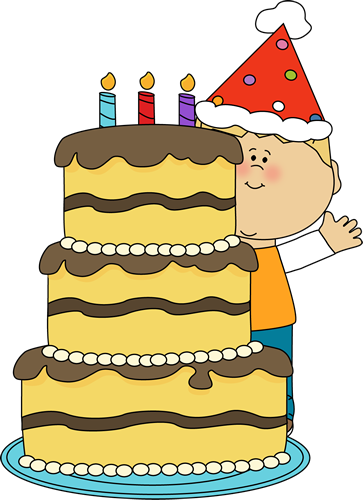 Cake Clip Art Image   Boy Standing Behind A Big Yellow Birthday Cake
