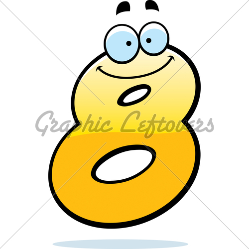 Cartoon Illustration Of A Number Eight Smilin