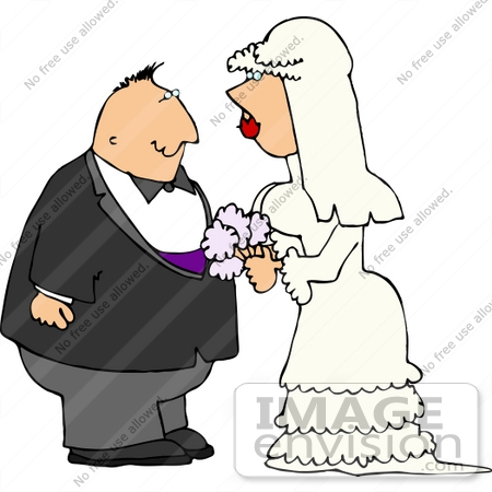 Clipart Of A Middle Aged Caucasian Man Marrying A Young Bride  The Man