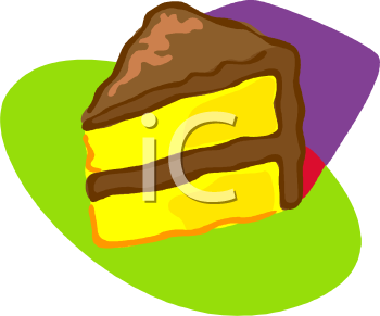 Clipart Picture Of A Slice Of Yellow Cake With Chocolate Frosting