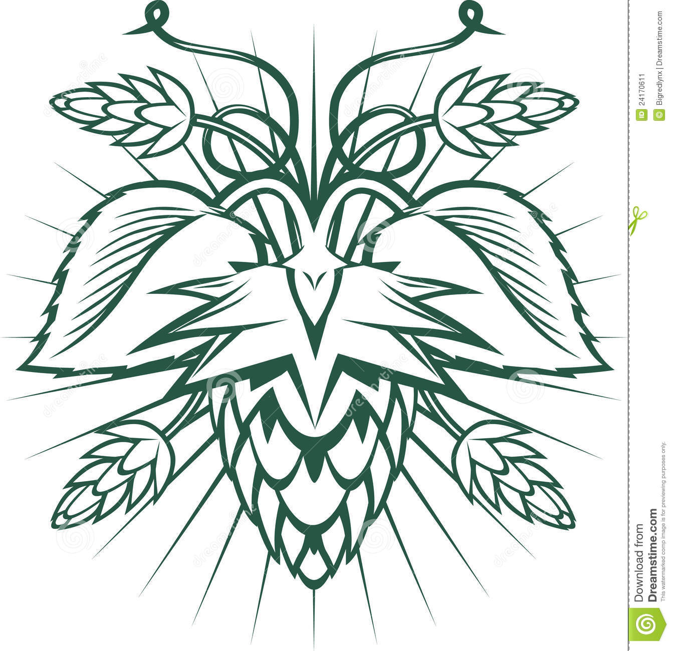 Hops Themed Ornament With Leaves And Pods