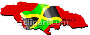 Jamaica With Jamaican Flag   Royalty Free Clipart Picture