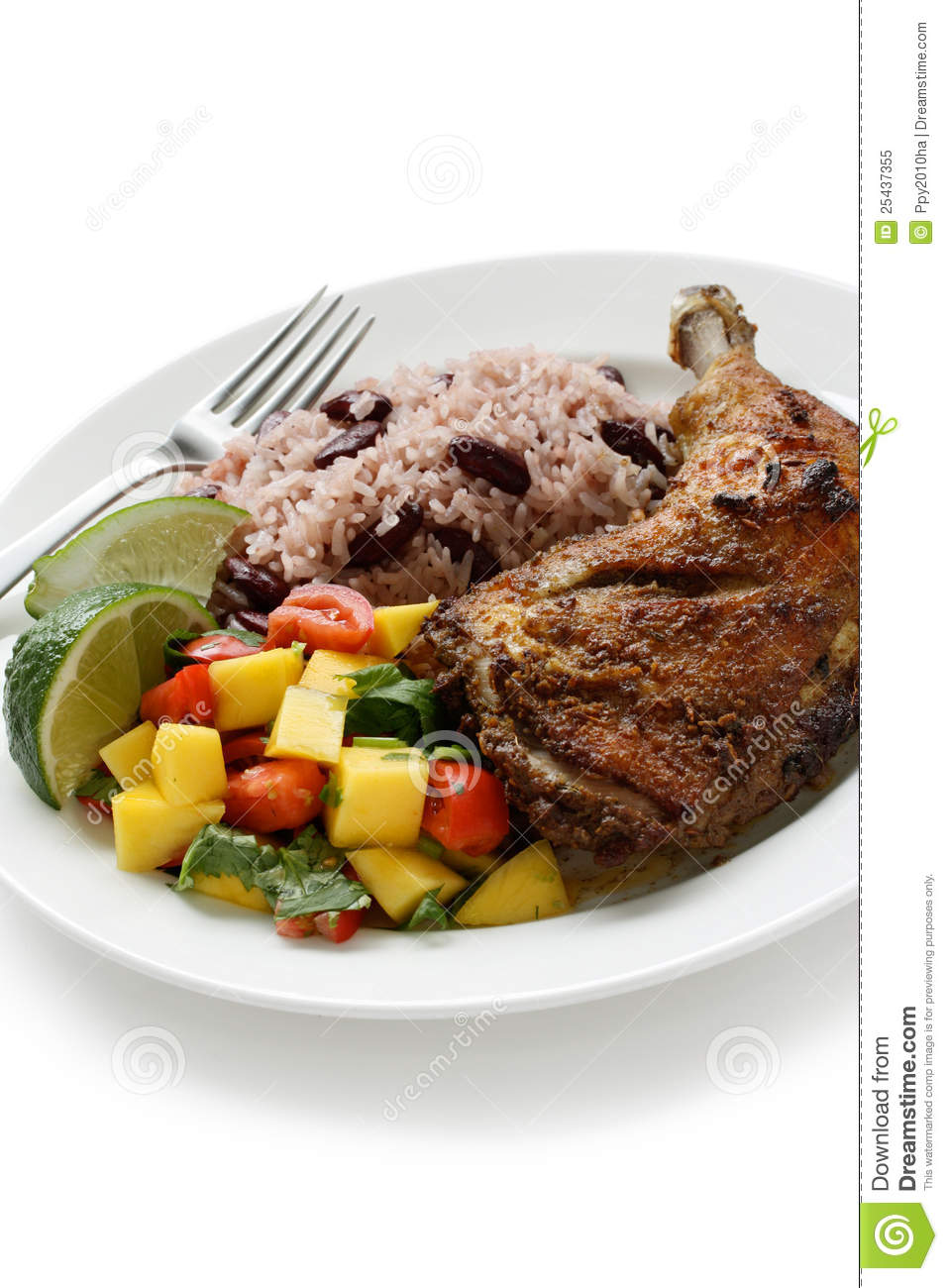 Jerk Chicken Plate Jamaican Food Royalty Free Stock Photo   Image