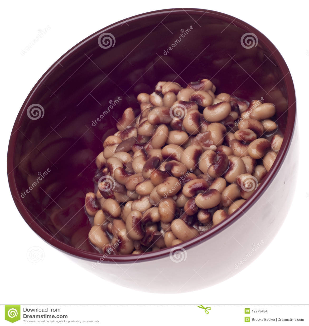 Bowl Of Canned Black Eyed Peas Isolated On White With A Clipping Path
