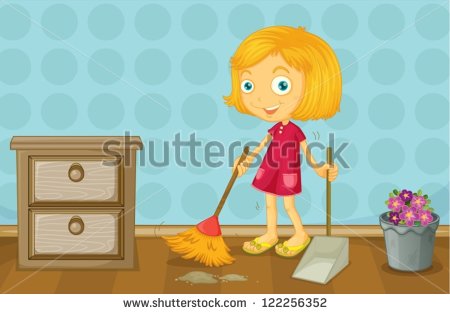 Kids Clean Room Clip Art Of A Girl Cleaning A Room