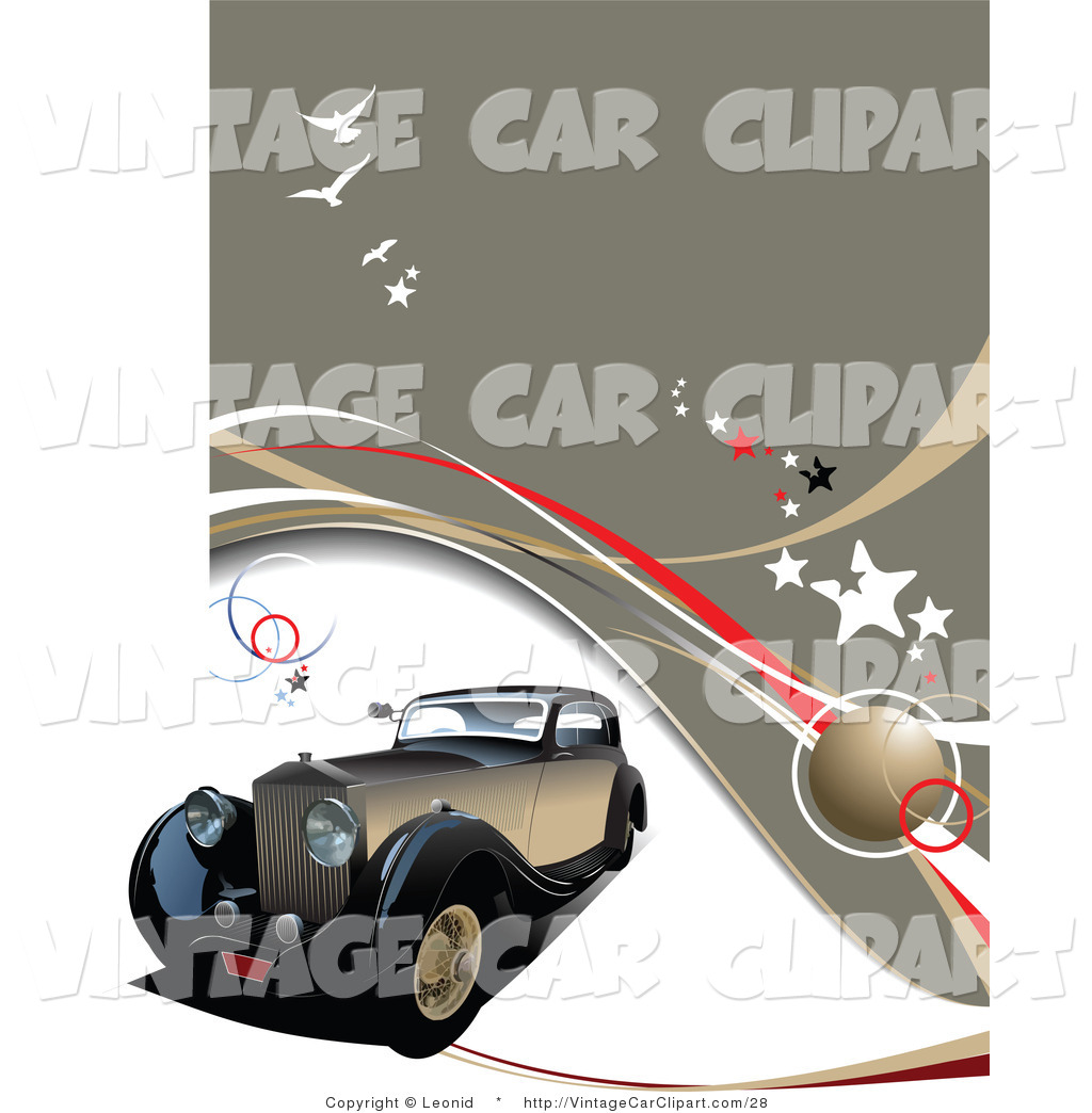 Larger Preview  Clipart Of An Antique Black And Brown Car On A Brown