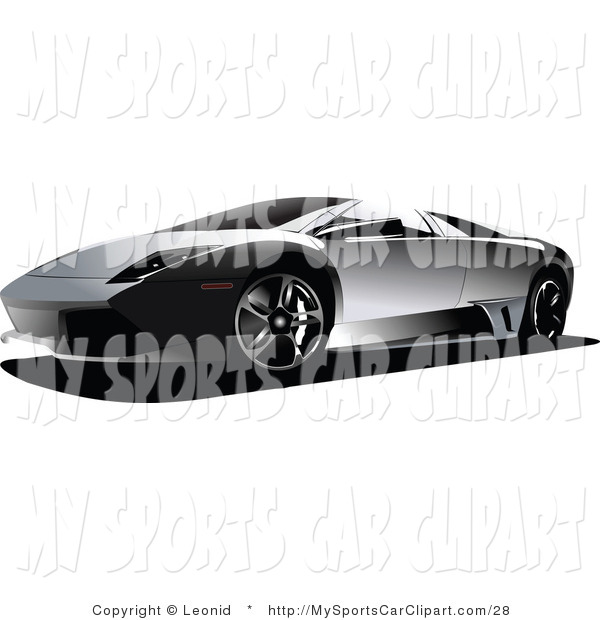 Clip Art Of A Silver And Black Sports Car Resembling A Lambo By Leonid
