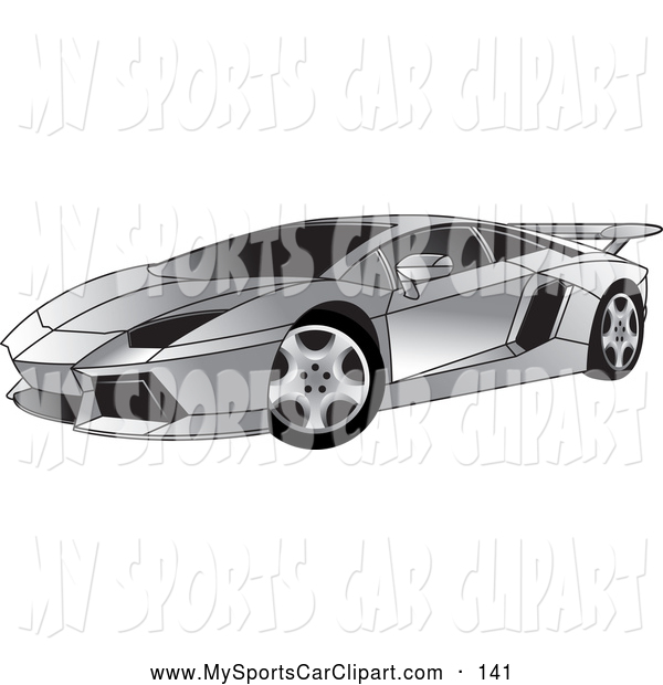 Transportation Clip Art Of A Silver Lamborghini Aventador By Lal