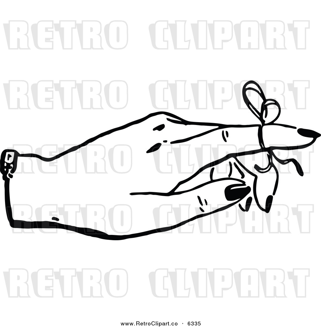     Vector Clipart Of A Retro Black And White Reminder Ribbon On A Finger