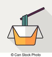 Instant Noodles Flat Icon With Long Shadoweps10 Vectors