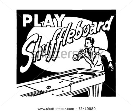 Play Shuffleboard   Retro Ad Art Banner Stock Vector 72419989