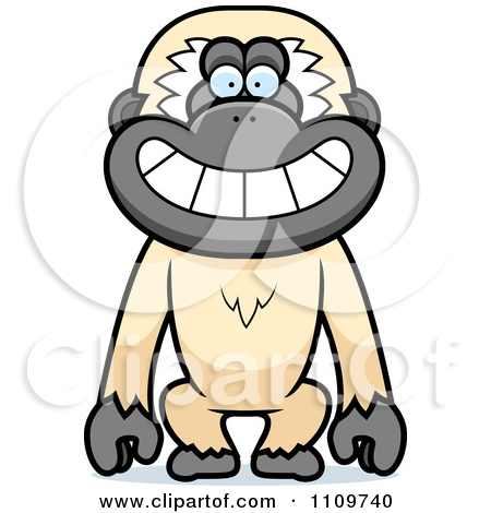 Clipart Happy Gibbon Monkey   Royalty Free Vector Illustration By Cory