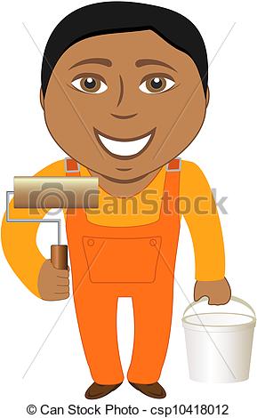 Clipart Of Cartoon Smile Professional Painter   Cartoon Afro American