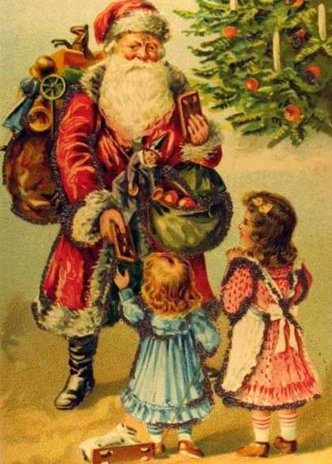 Old Time Santa Claus Painting Free Vintage Holiday Christmas Clip Art