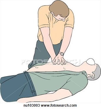 One Man Performing Chest Compressions On A Prone Male  View Large