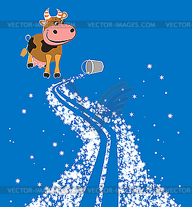 Cow And Milky Way   Vector Clip Art