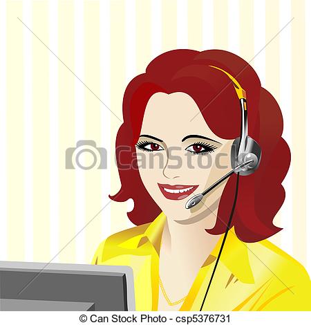 Girl Telephone Operator   Beautiful    Csp5376731   Search Clipart