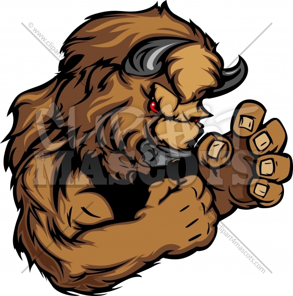 Graphic Vector Image Of A Bison Or Buffalo Mascot   Clipart 4 Mascots