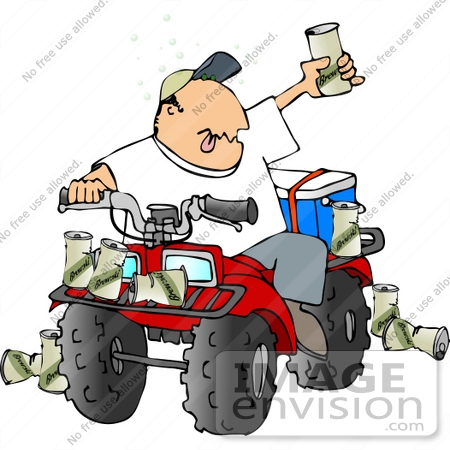 Man Drinking Beers And Driving An Atv Clipart    14849 By Djart