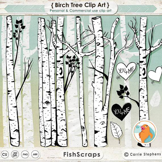 Birch Tree Clip Art Winter Forest Tree Branch Clipart Outlines