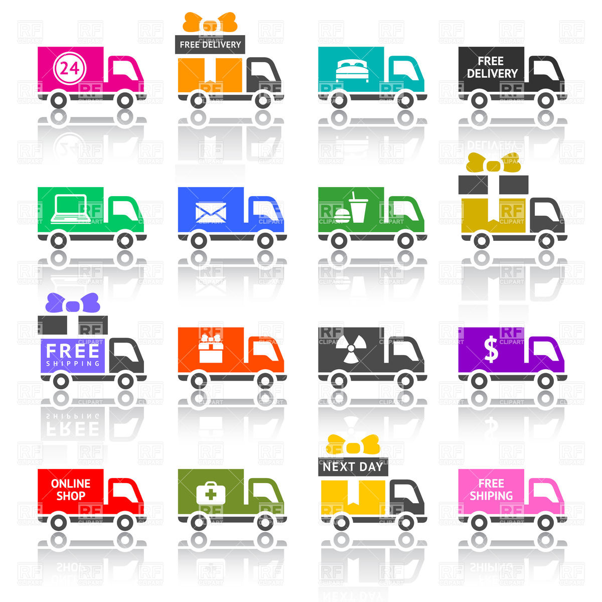 Delivery Van And Conveyance Lorry   Icon Set 18133 Download Royalty