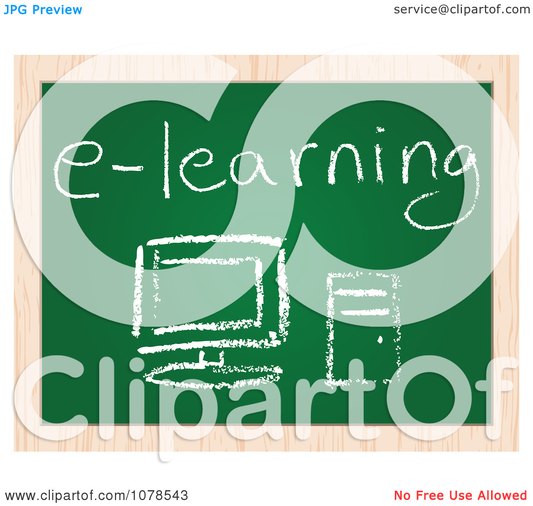 Clipart E Learning Pc Computer Drawing On A Chalk Board   Royalty Free