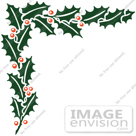 Clipart Of A Retro Christmas Holly Corner Border   Royalty Free Vector