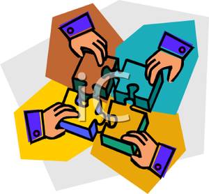 Four Hands Putting Together Pieces Of A Puzzle Clipart Image