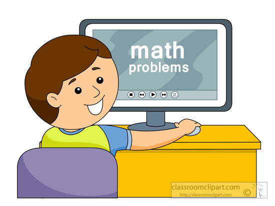 Mathematics   Student Learning Math On Computer   Classroom Clipart