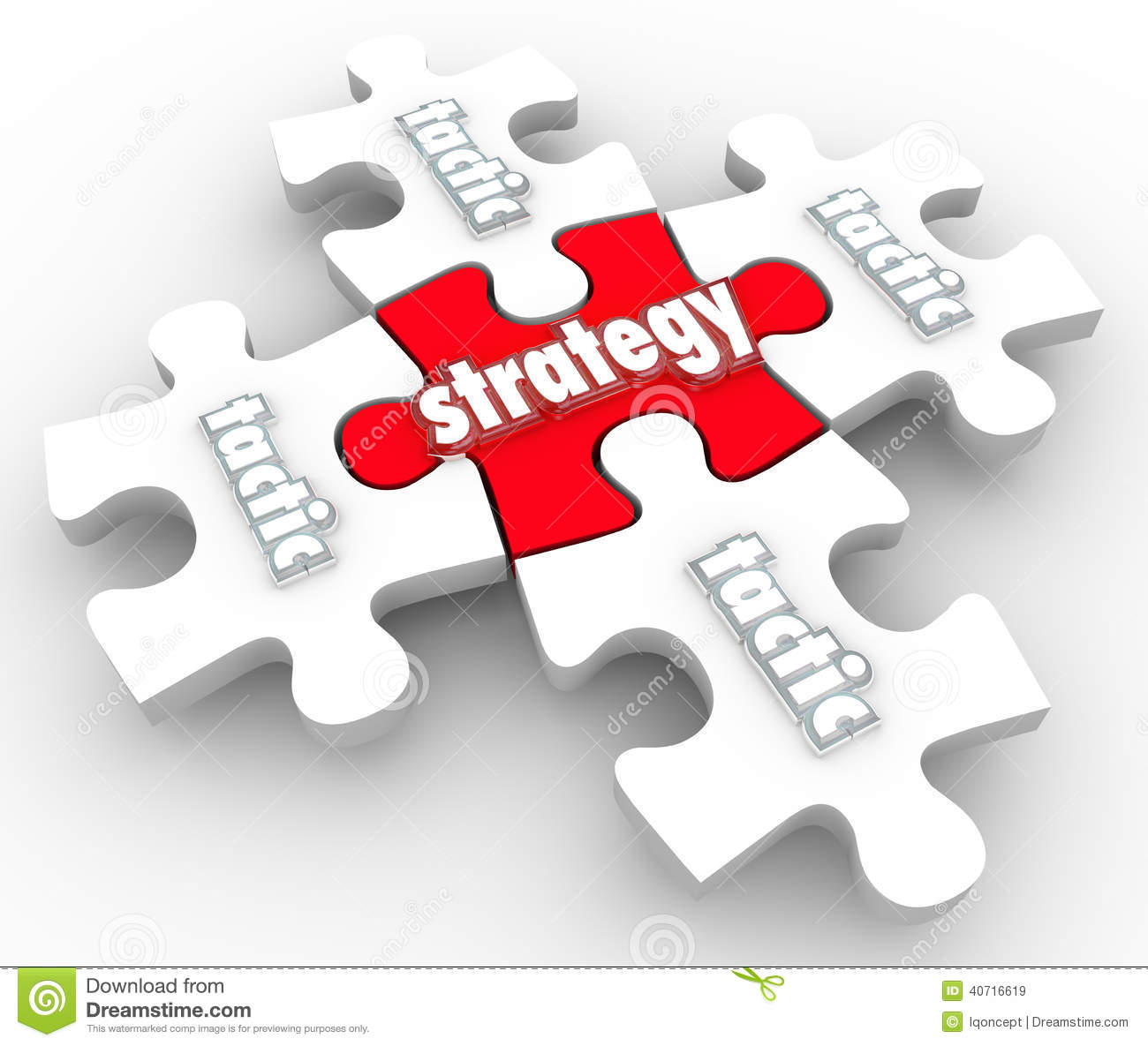 Strategy Tactics Plan Implementation Execution Puzzle Pieces Stock