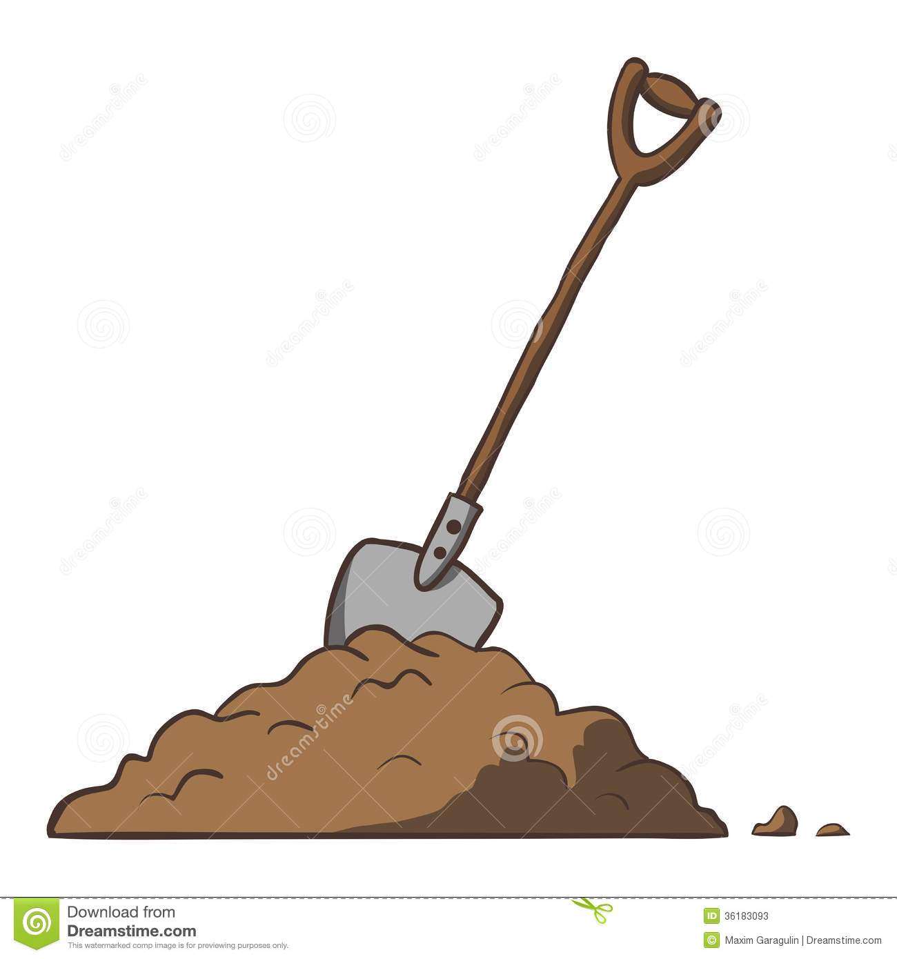 Shovel In Dirt  Vector Cartoon Freehand Illustration  This Is File Of