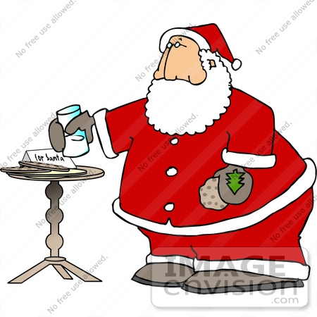 Chubby Santa Eating Milk And Cookies Clipart    18387 By Djart    