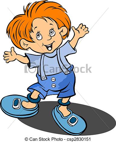 Vector   Red Haired Funny Little Boy  Vector Illustration   Stock