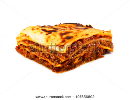 An Isolated Traditional Lasagna Made With Minced Beef Bolognaise Sauce