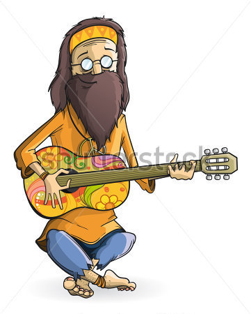 Hippie Con Aislamiento De Guitarra Im Genes Predise Adas  Clip Arts