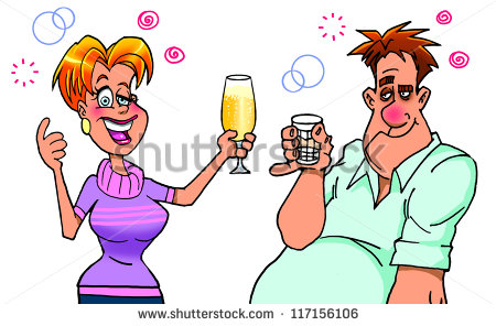 Drunk Woman Proposing A Toast   Stock Photo