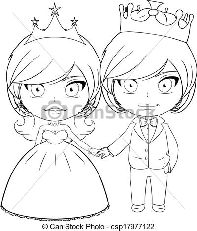 Prince And Princess Clipart Black And White Vector   Prince And