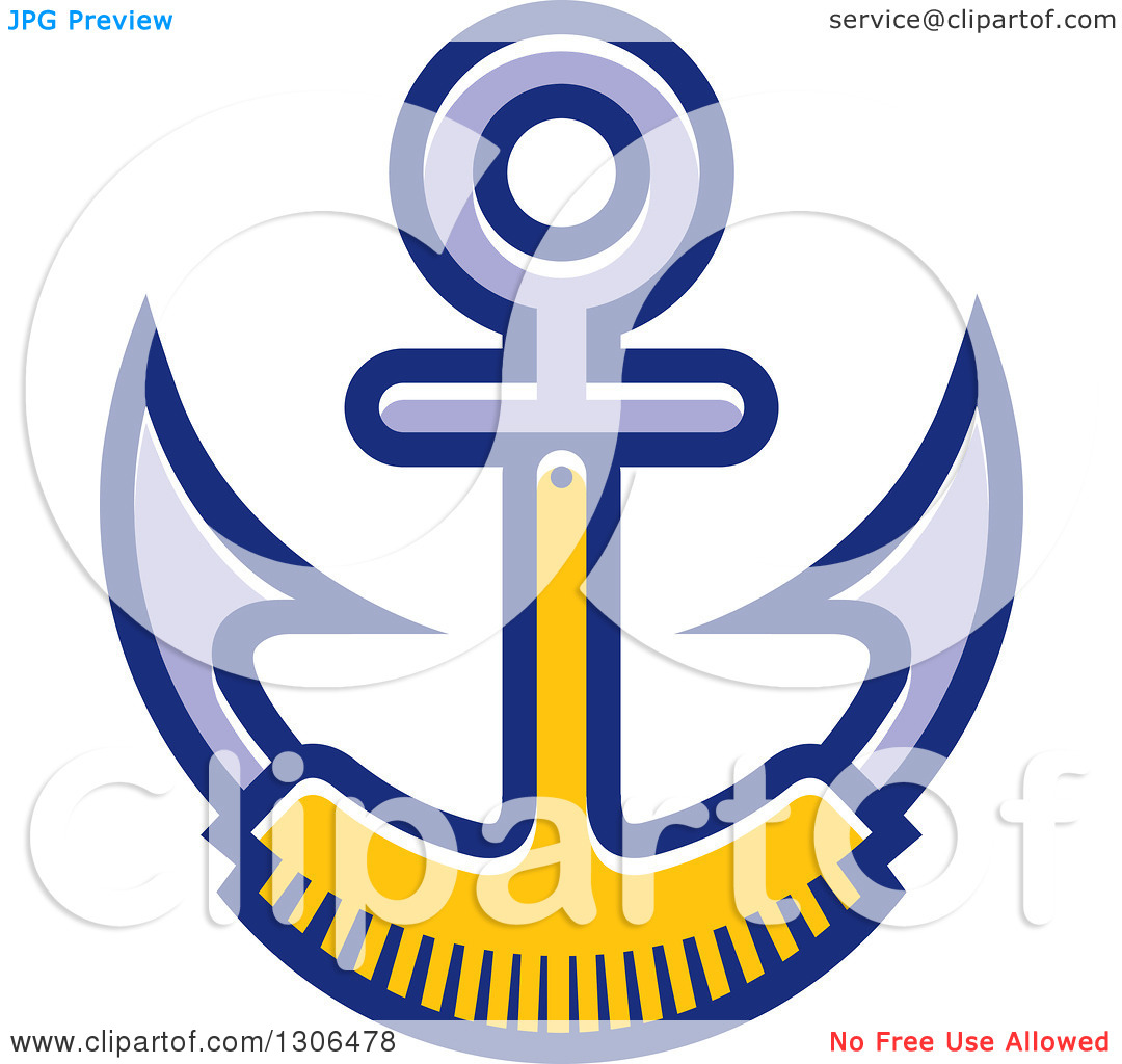 Clipart Of A Purple And Yellow Anchor And Brush   Royalty Free Vector    