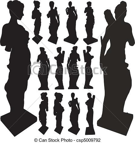 Ancient Statue Of Woman Silhouettes Vector Csp5009792   Search Clipart    