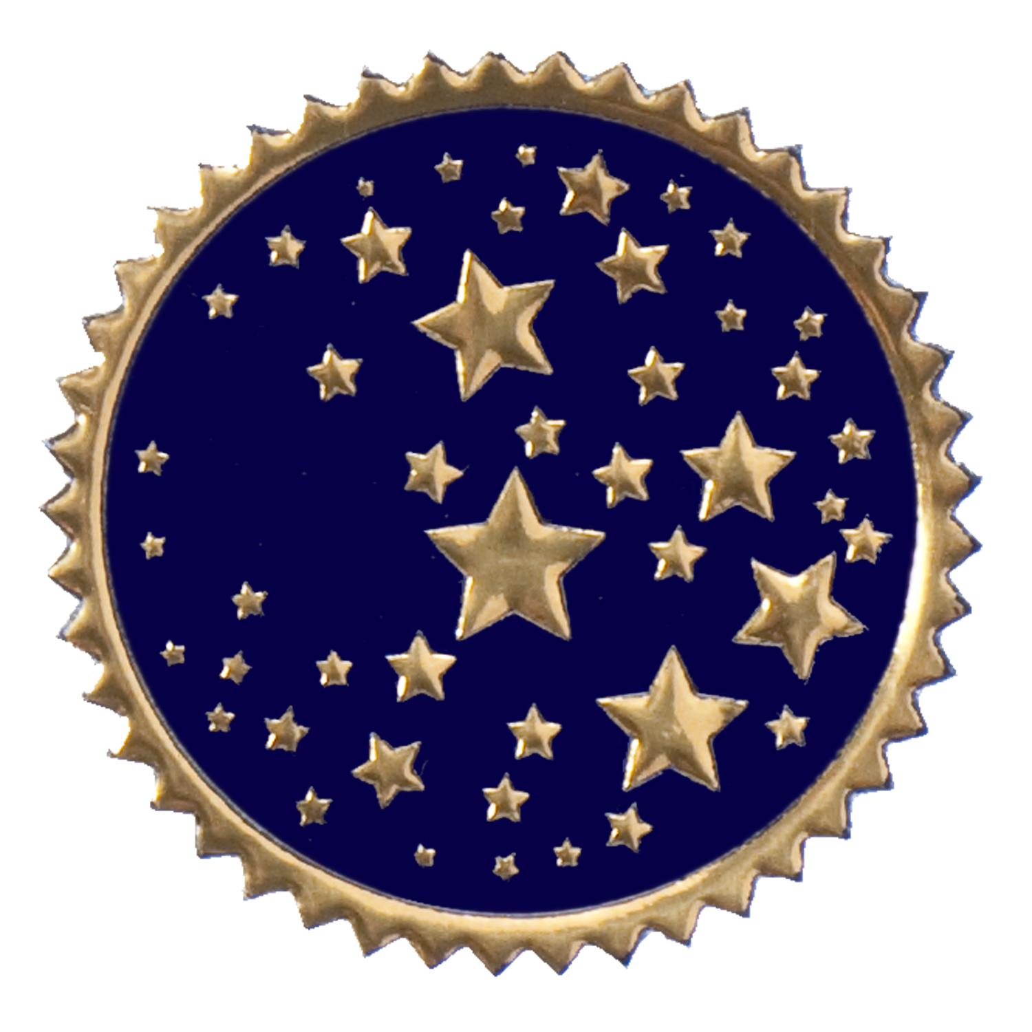 Certificate Seals   Round Navy   Gold Stars Foil Certificate Seals    