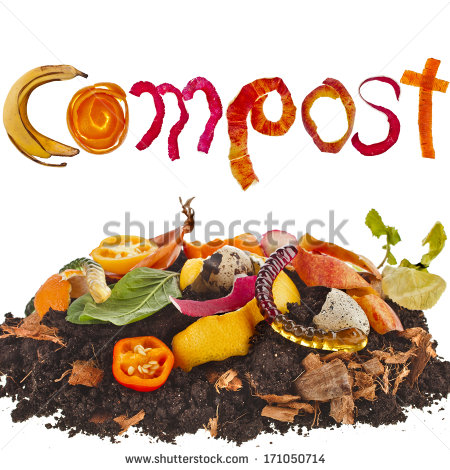 Compost Pile Soil Of Kitchen Scraps Close Up Isolated On White