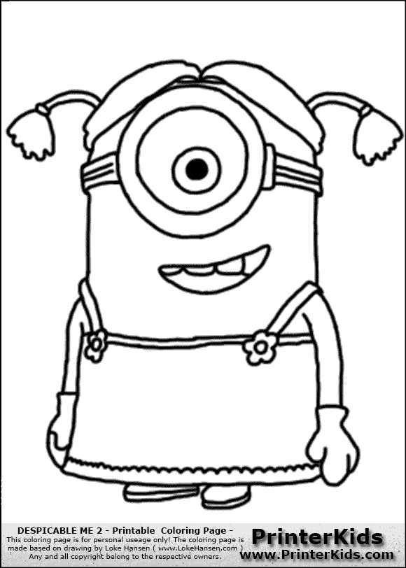 Despicable Me 2 Minions Coloring Page With A Minion From