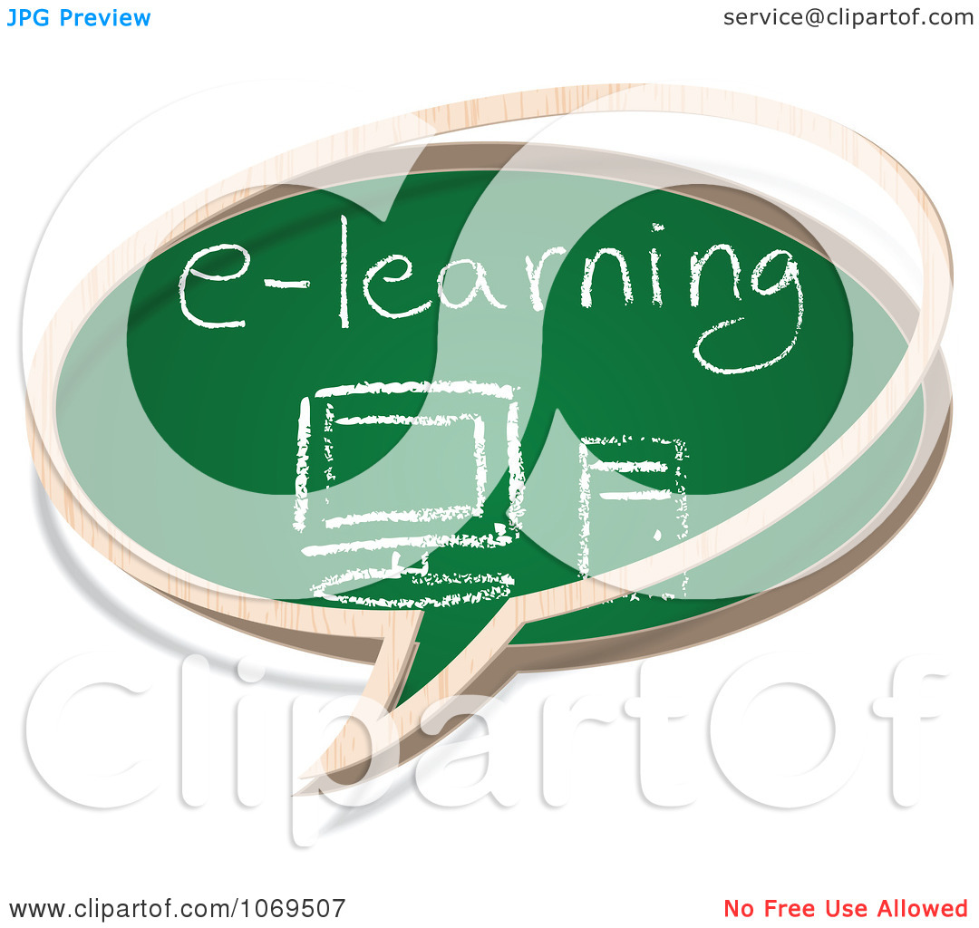Clipart E Learning Chalkboard Word Balloon   Royalty Free Vector