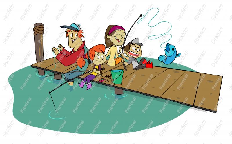 Family Fishing Clip Art   Royalty Free Clipart   Vector Cartoon