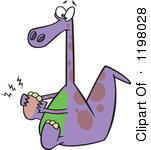 Of A Purple Dinosaur With A Sore Foot Royalty Free Vector Clipart