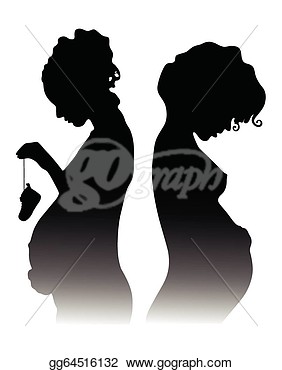 Clipart   Silhouettes Of Pregnant Girls On A White Background  Stock