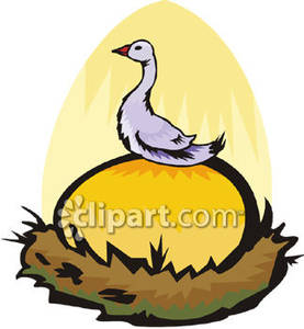 Goose On A Giant Golden Egg Royalty Free Clipart Picture